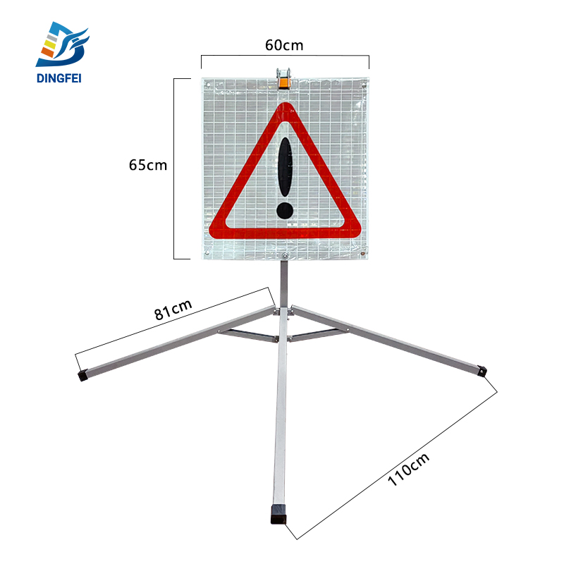 Caution Signal Reflective Tripod Folding Warning Sign - 